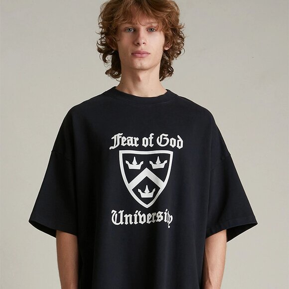 Fear of God University Essentials Black Heavy Oversized T-Shirt S & M *NEW* - Picture 1 of 4
